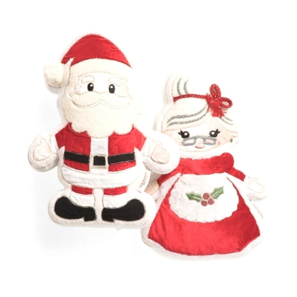 Isaac Mizrahi Santa & Mrs Claus Throw Pillows 16"T Christmas Decor New